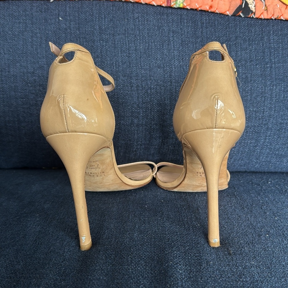 Stuart Weitzman Nudistsong Sandals in Nude Patent Leather - Picture 7 of 8